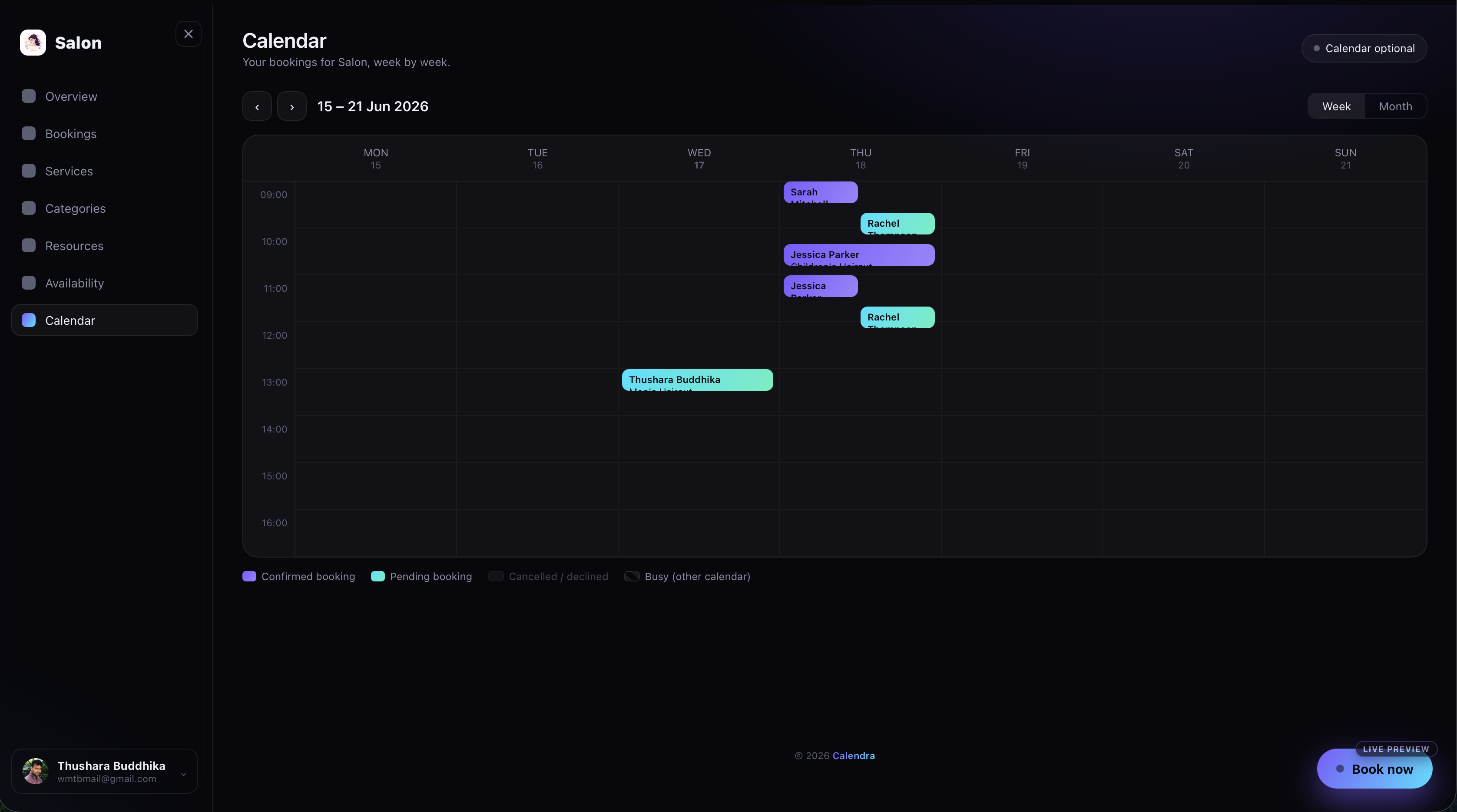 Calendra Your Dashboard screenshot 7