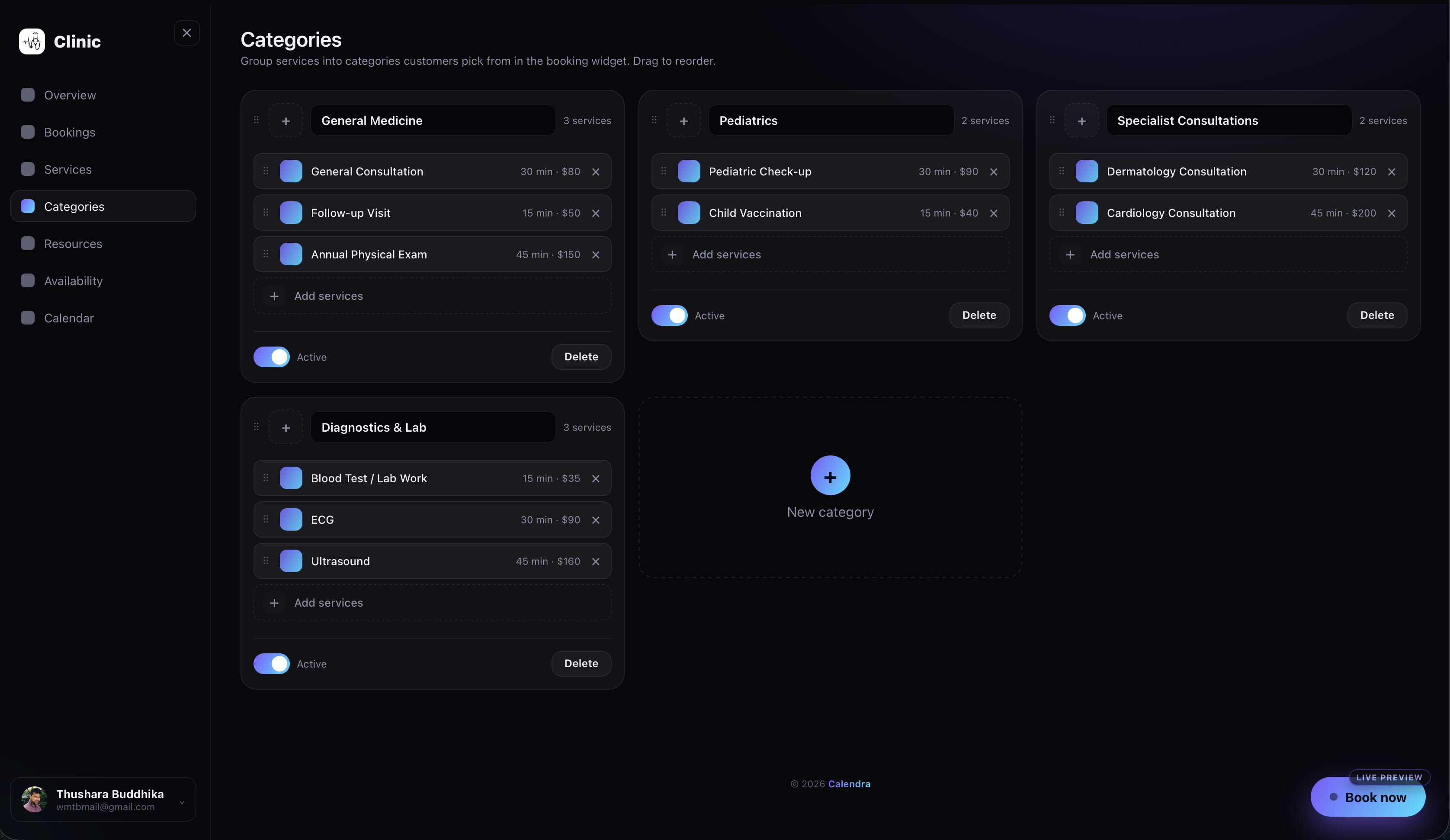 Calendra Organise Services into Categories screenshot 1