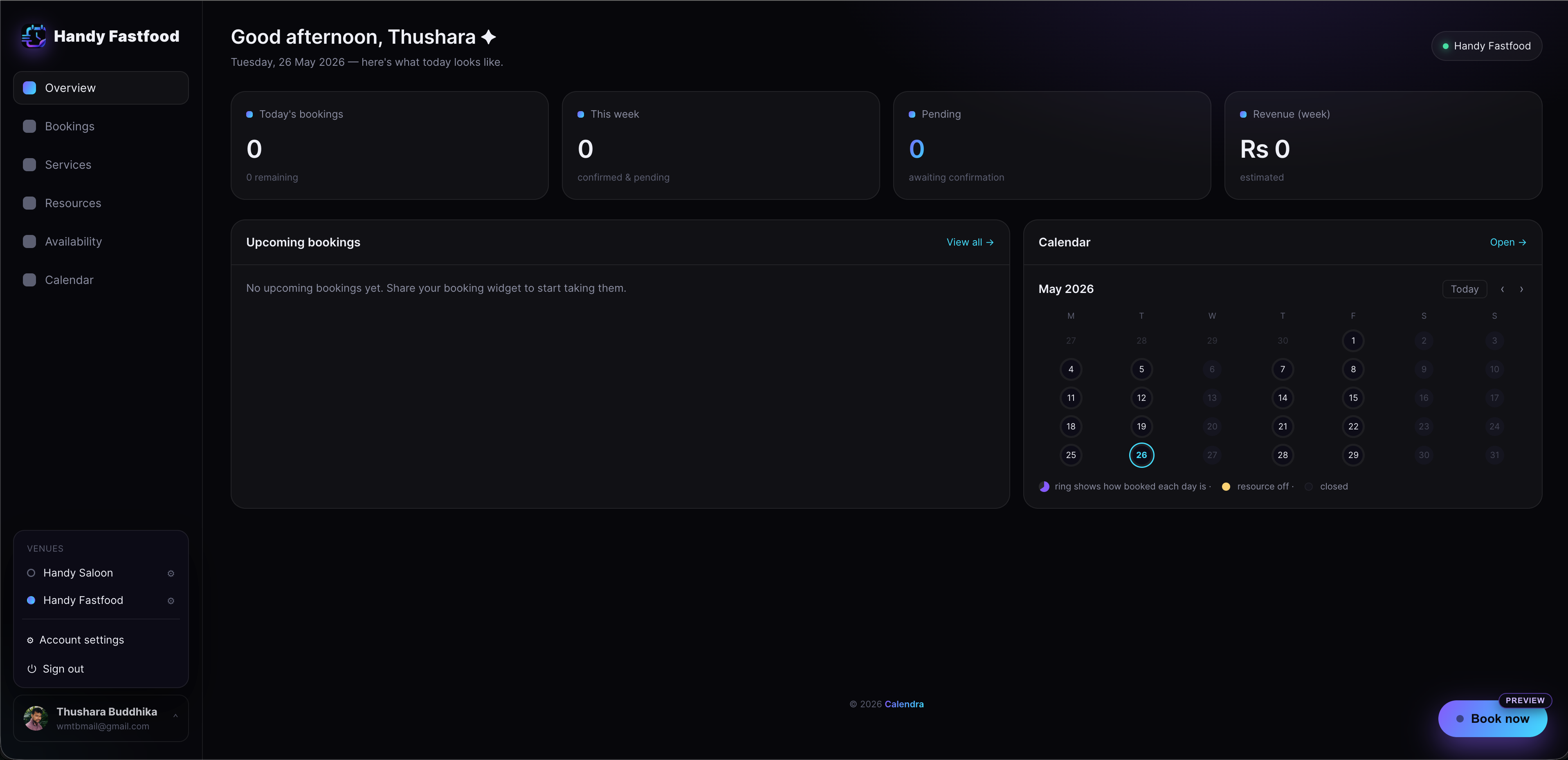 Calendra Your Dashboard screenshot 2