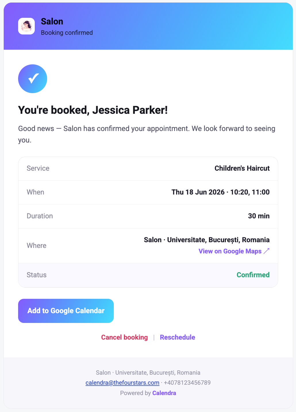 Calendra Email Notifications screenshot 2