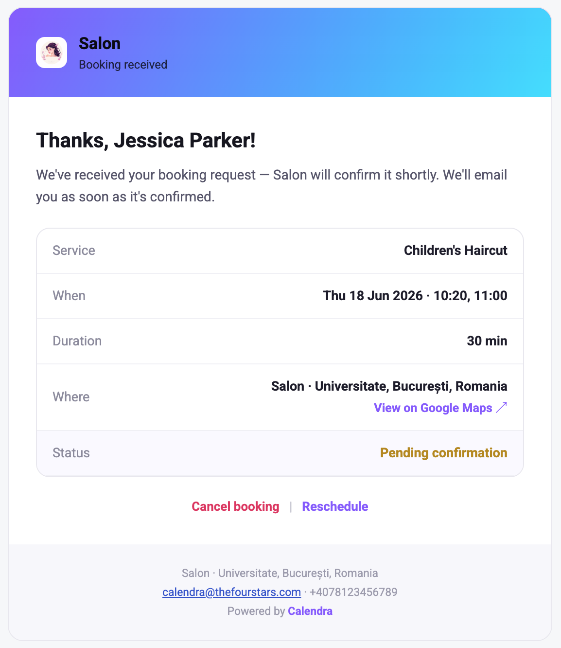 Calendra Email Notifications screenshot 1