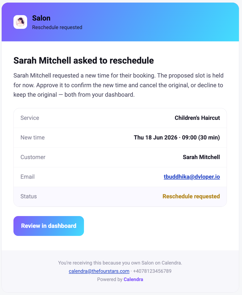 Calendra Email Notifications screenshot 6