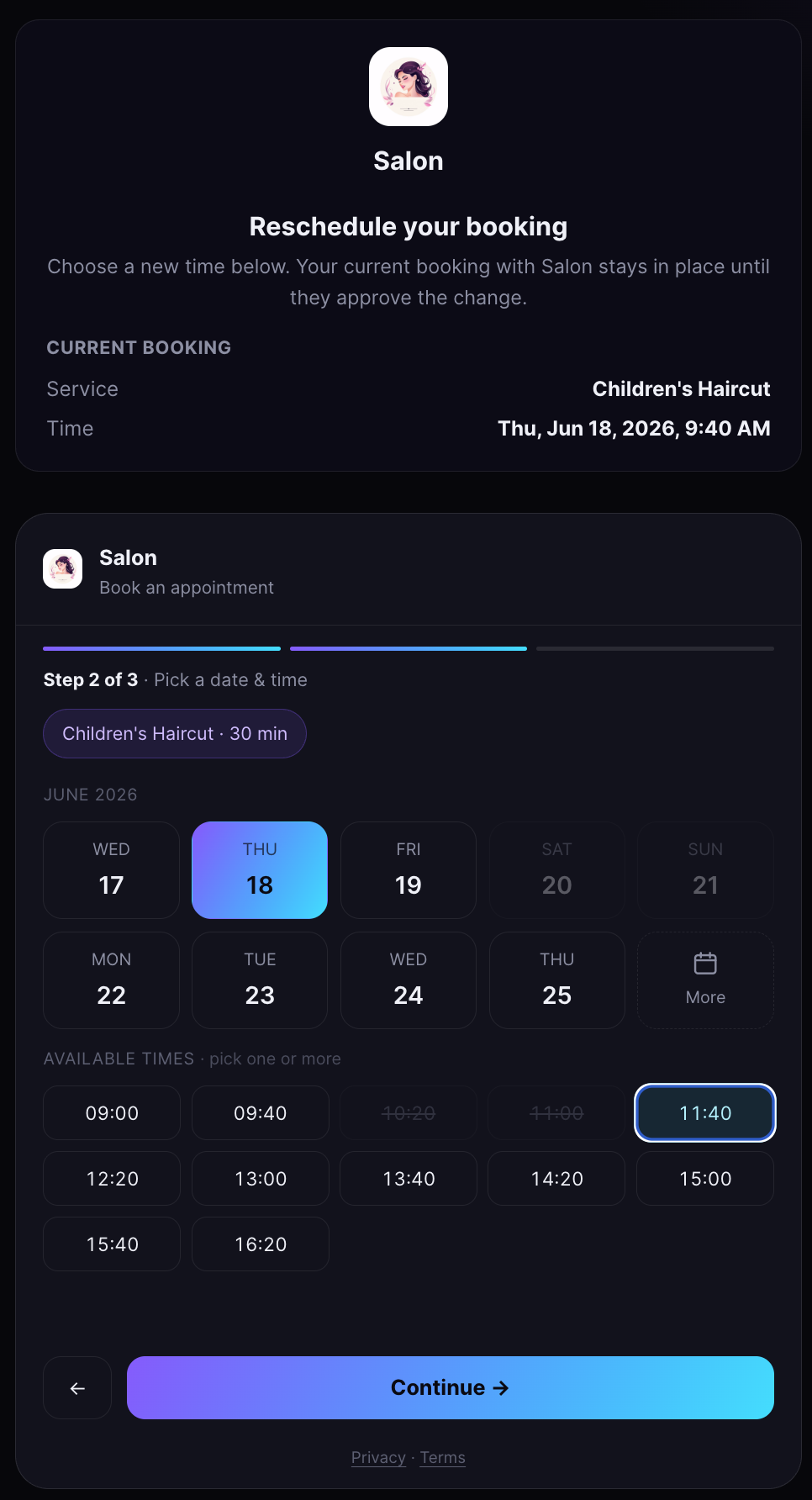 Calendra Reschedule, Cancel & Refund screenshot 1