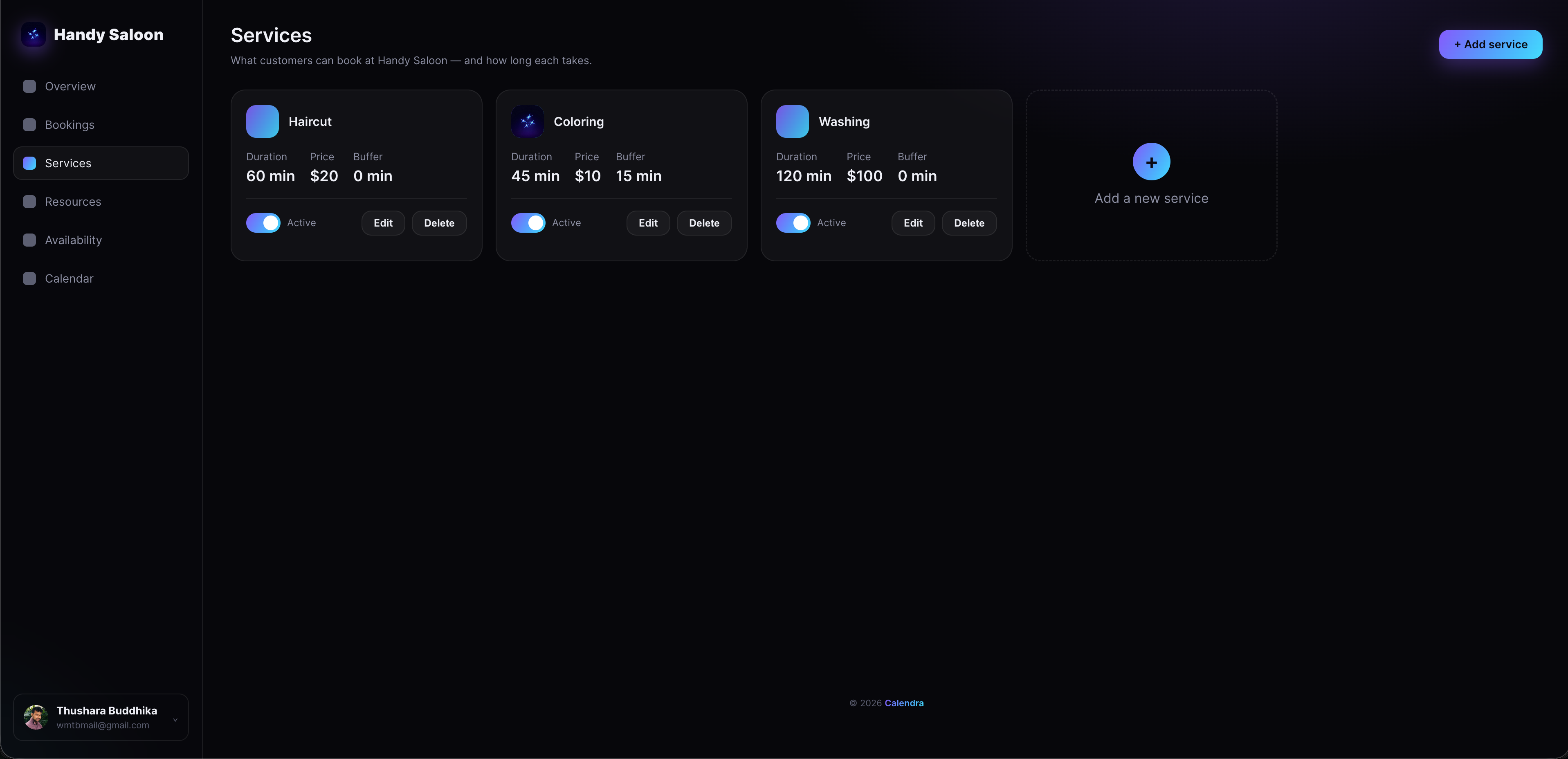 Calendra Define Your Services screenshot 1