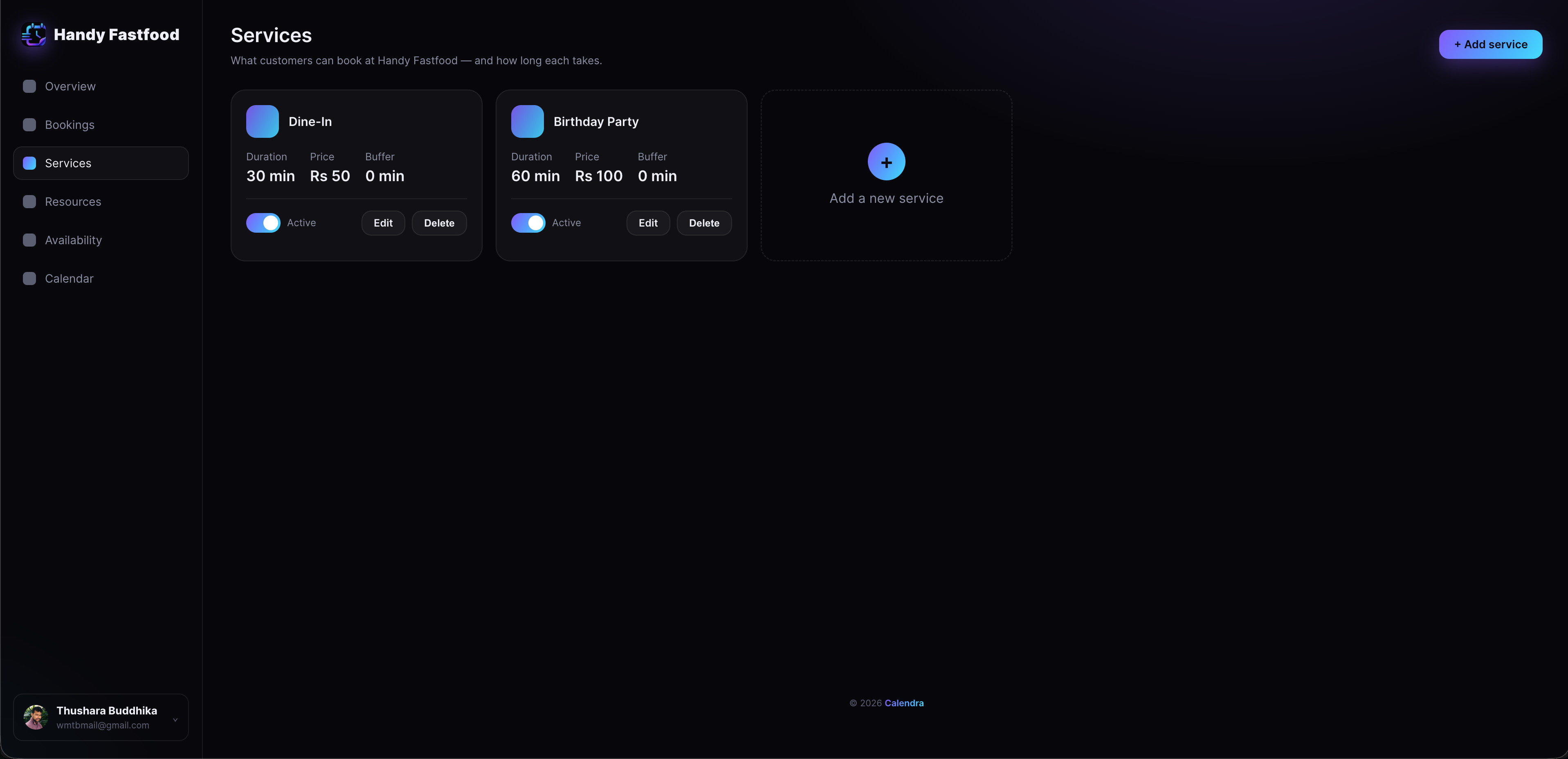 Calendra Define Your Services screenshot 2