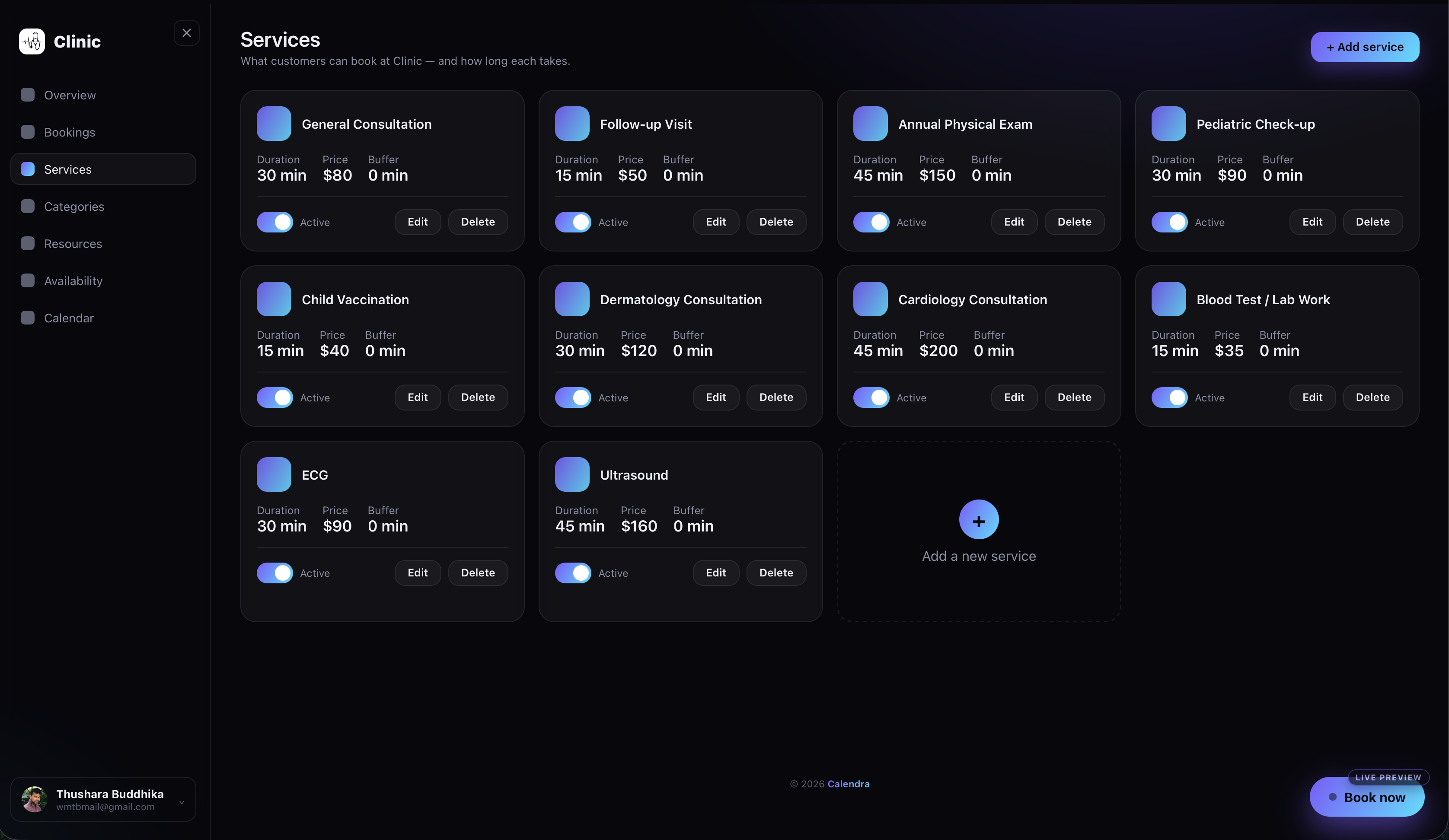 Calendra Define Your Services screenshot 1