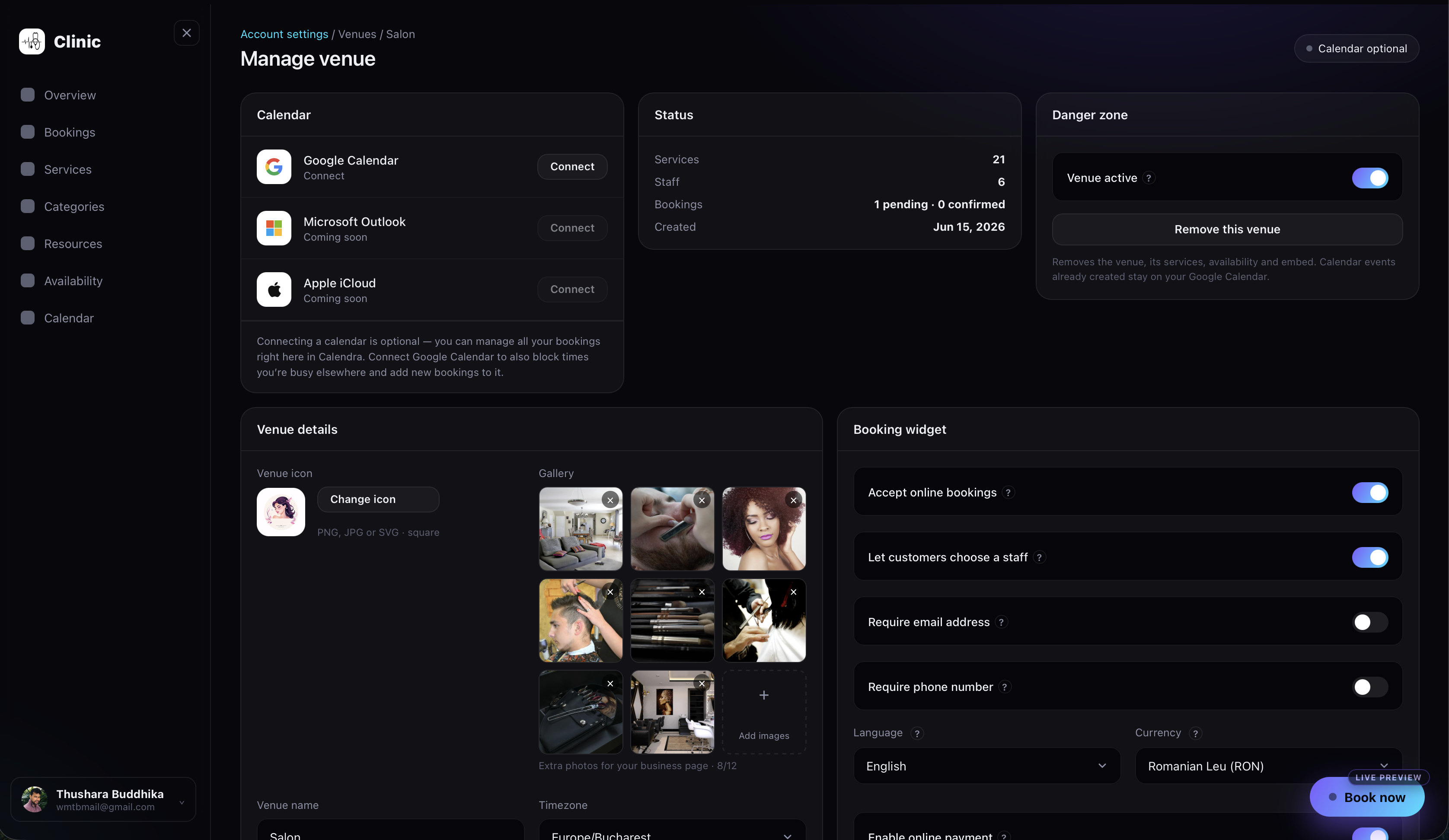 Calendra Your Dashboard screenshot 2